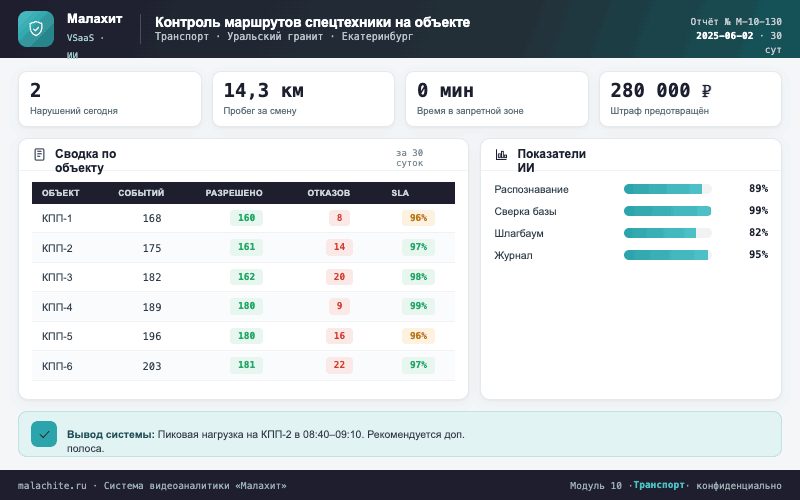Отчёт за период — Система Малахит